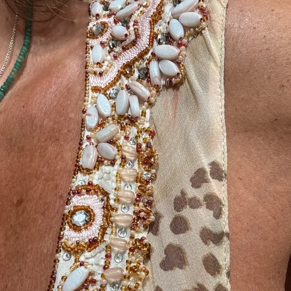 Blumarine Beige and Pink Maxi Dress